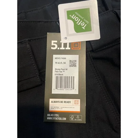 NWT 5.11 Tactical Stryke Pant Flex Tac Mens 42x30 Straight Fit Black 74369 - Picture 8 of 10